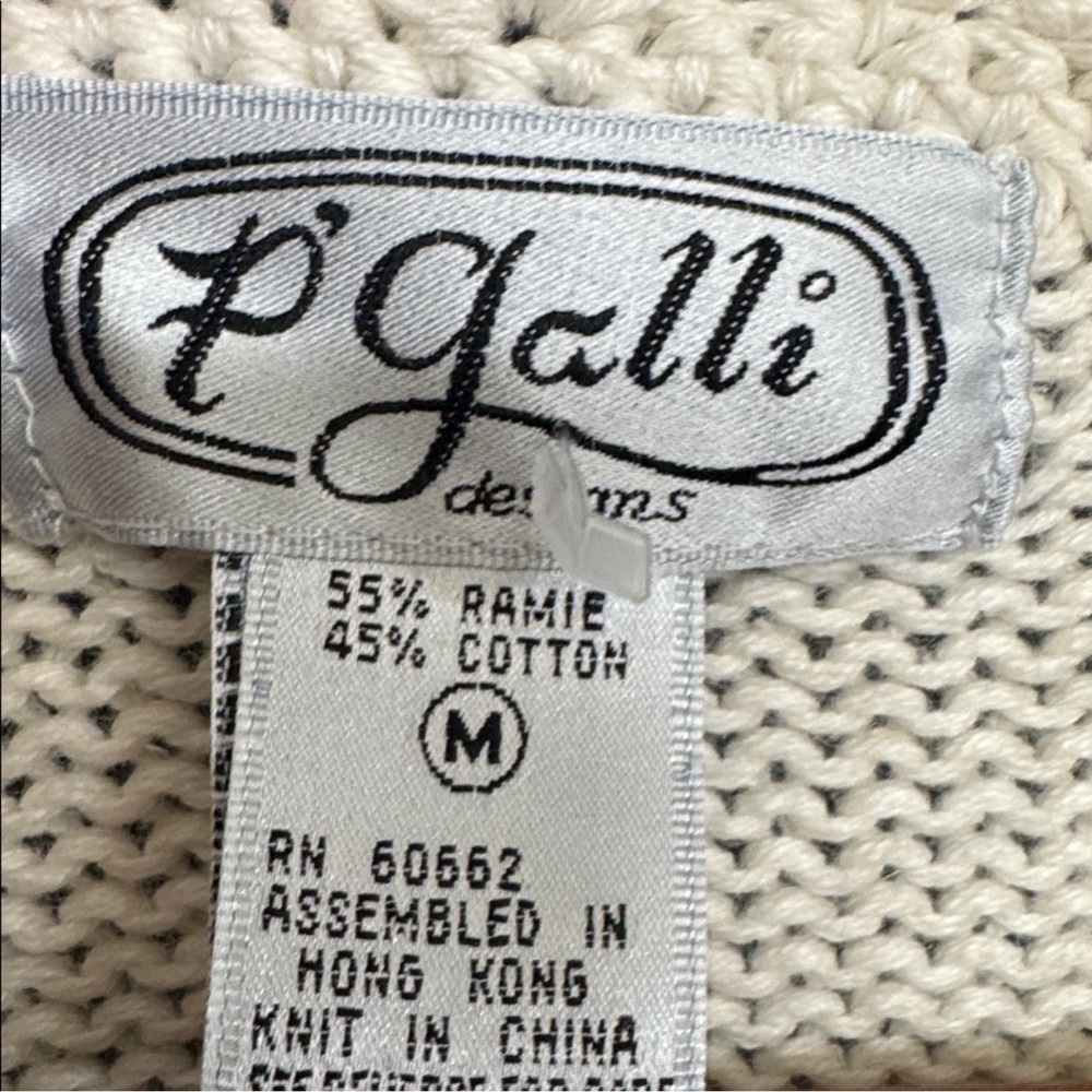 Cottagecore Knit Cardigan Cream Floral Appliqué Textured Sweater Boho M - Picture 5 of 5